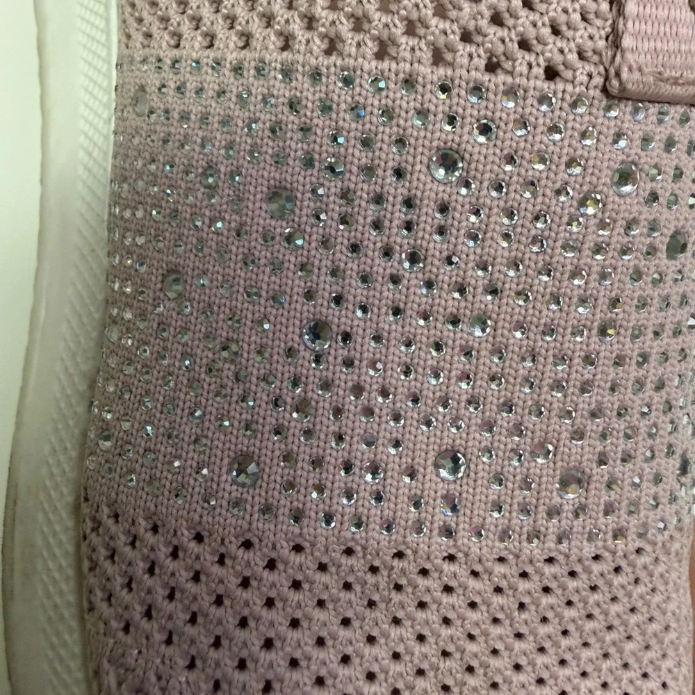 Carvela Jeo Embellish Knit Slip On Sneaker Pink Rhinestone Platform W Sz 39 8.5‎